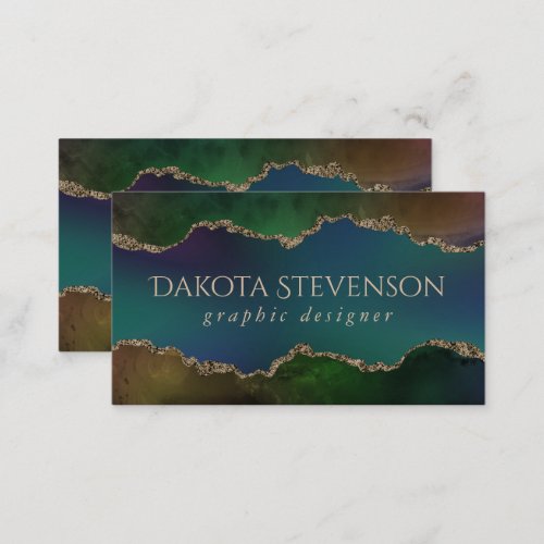 Edgy Agate  Dark Moody Jewel Tone Mystic Teal Business Card