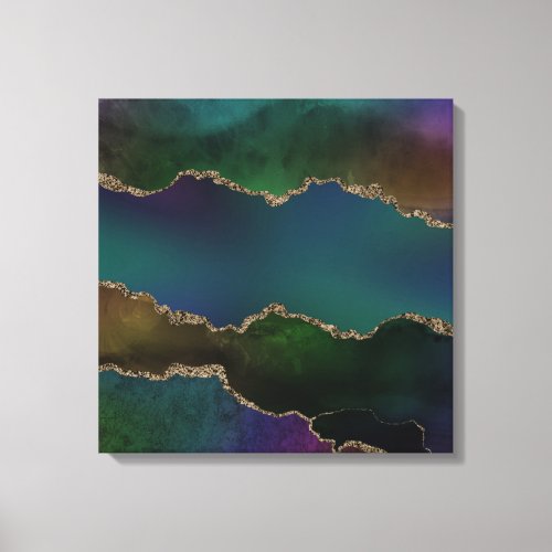 Edgy Agate  Dark Moody Jewel Tone Mystic Teal Canvas Print