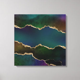 Edgy Agate Dark Moody Jewel Tone Mystic Teal Canvas Print