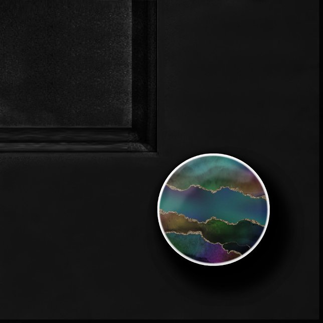 Edgy Agate | Dark Moody Jewel Tone Mystic Teal Ceramic Knob (Creator Uploaded)