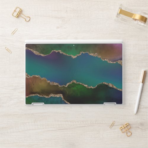 Edgy Agate  Dark Moody Jewel Tone Mystic Teal HP Laptop Skin