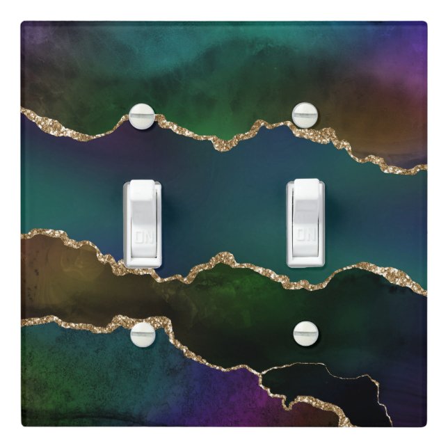 Edgy Agate | Dark Moody Jewel Tone Mystic Teal Light Switch Cover (In Situ)