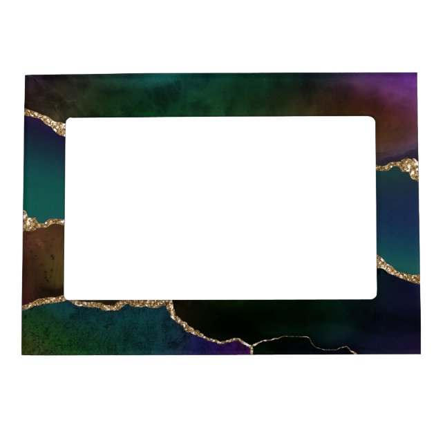 Edgy Agate | Dark Moody Jewel Tone Mystic Teal Magnetic Frame (Front)