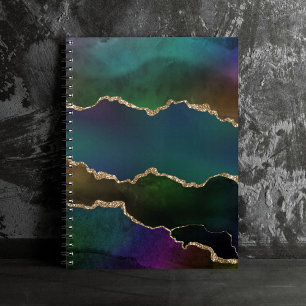 Edgy Agate   Dark Moody Jewel Tone Mystic Teal Notebook
