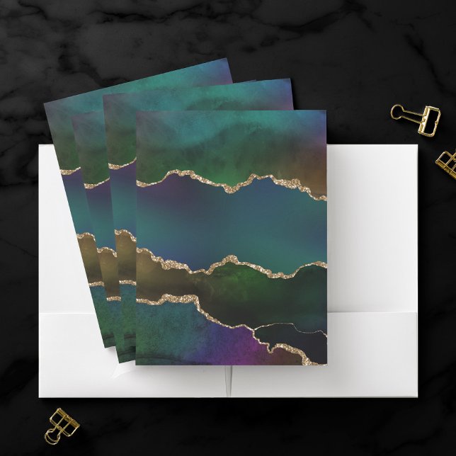 Edgy Agate | Dark Moody Jewel Tone Mystic Teal Pocket Folder (Creator Uploaded)