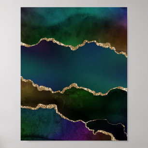 Edgy Agate Dark Moody Jewel Tone Mystic Teal Poster