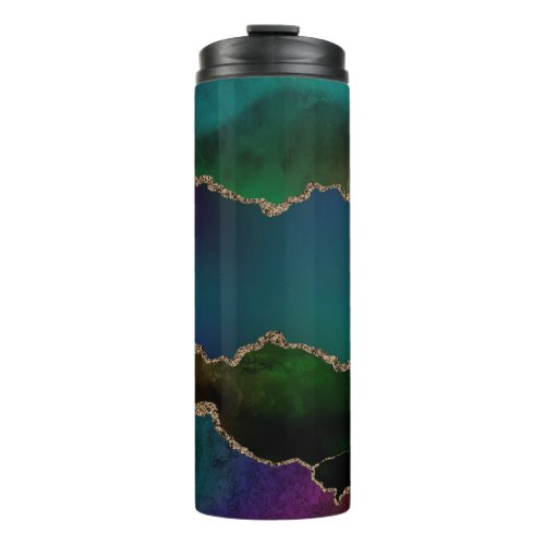 Edgy Agate  Dark Moody Jewel Tone Mystic Teal Thermal Tumbler