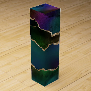Edgy Agate Dark Moody Jewel Tone Mystic Teal Wine Box