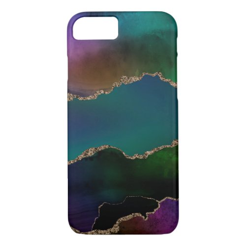 Edgy Agate  Dark Moody Jewel Tone Teal iPhone 87 Case