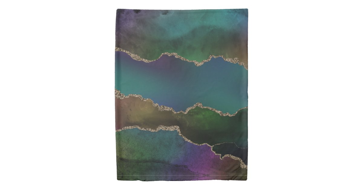 Edgy Agate Dark Moody Jewel Tone Teal Duvet Cover Zazzle
