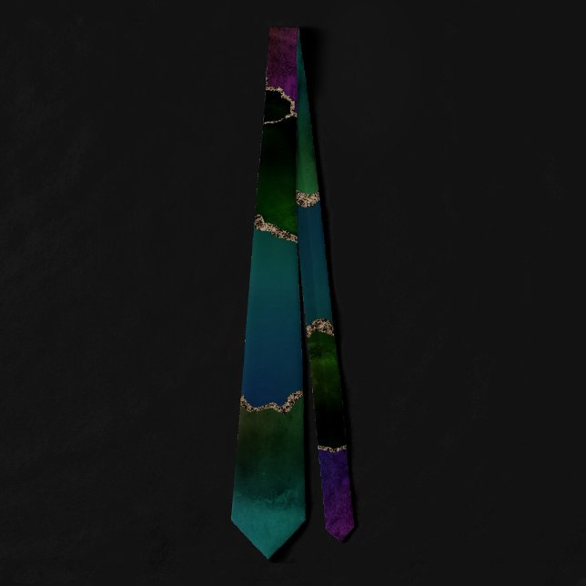 Edgy Agate | Dark Moody Jewel Tone Teal Neck Tie (Creator Uploaded)
