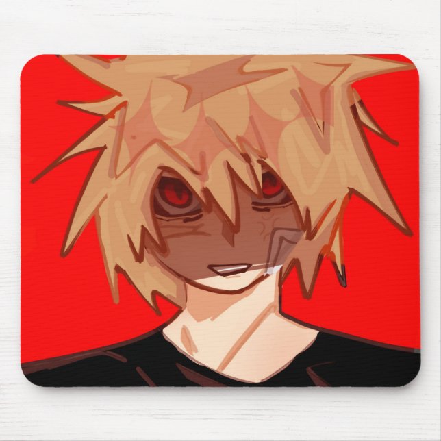 Edgy Anime Boy Aesthetic Mousepad - Red & Black Gr (Front)