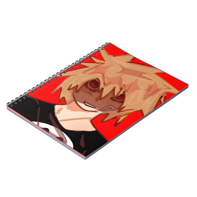 Edgy Anime Boy Grunge Aesthetic Spiral Notebook (Left Side)