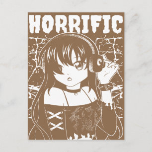 Edgy Anime Girl "Horrific" Grunge Streetwear Postcard