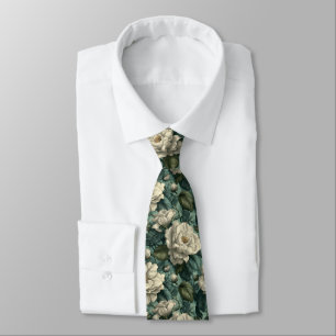 Edgy Best Man Gardenias Flower Neck Tie