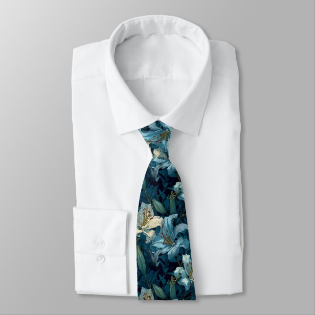 Edgy Birthday Gifts For Boyfriend Lilies Neck Tie (Tied)
