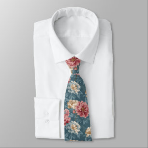Edgy Birthday Gifts For Him Peonies Flower Neck Tie