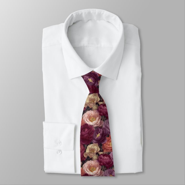 Edgy Birthday Gifts For Him Ranunculus Flower Neck Tie (Tied)