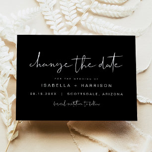 Edgy Black Modern Change the Date Invitation