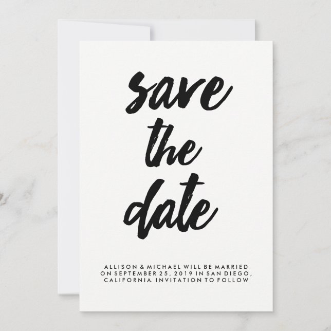 Edgy Black Typography Save the Date | Photo Back (Front)