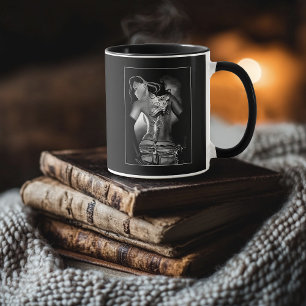 Edgy Black White Tattooed Dragon Woman Mug