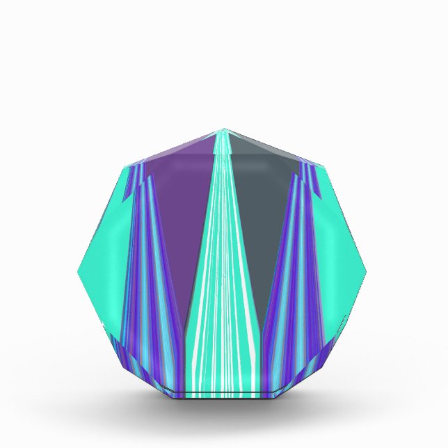 Edgy Blue Purple Cyan Chevron Art Print Acrylic Award (Front)