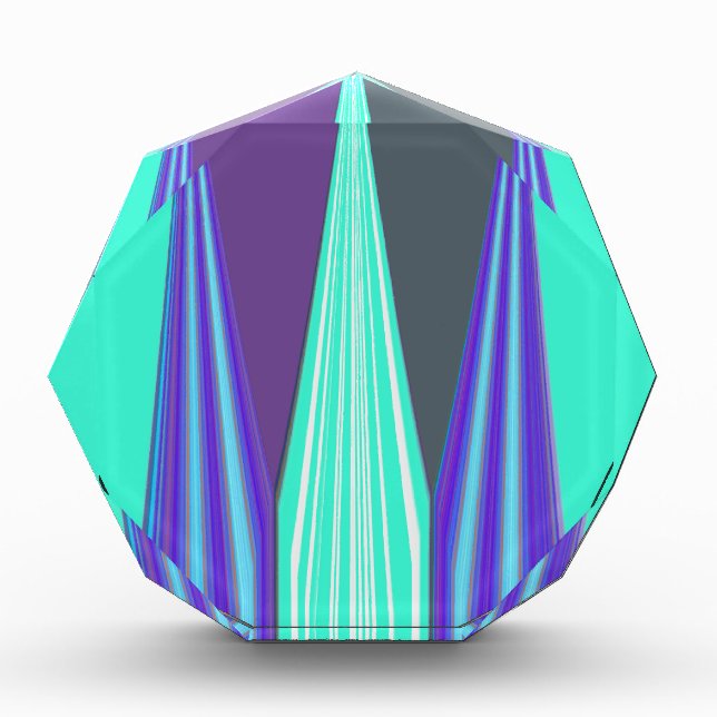 Edgy Blue Purple Cyan Chevron Art Print Acrylic Award (Front)