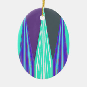 Edgy Blue Purple Cyan Chevron Art Print Ceramic Ornament