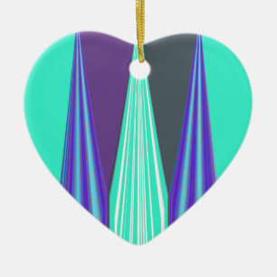 Edgy Blue Purple Cyan Chevron Art Print Ceramic Ornament