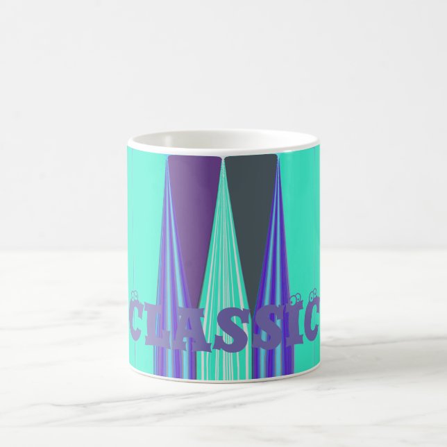 Edgy Blue Purple Cyan Chevron Art Print Coffee Mug (Center)