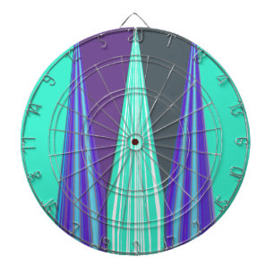 Edgy Blue Purple Cyan Chevron Art Print Dartboard With Darts