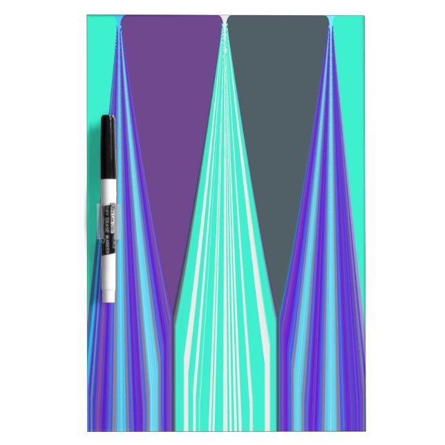 Edgy Blue Purple Cyan Chevron Art Print Dry Erase Board (Front)