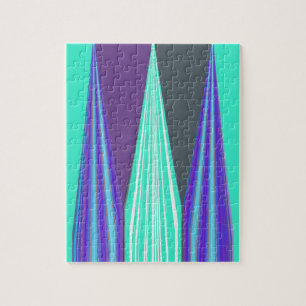 Edgy Blue Purple Cyan Chevron Art Print Jigsaw Puzzle