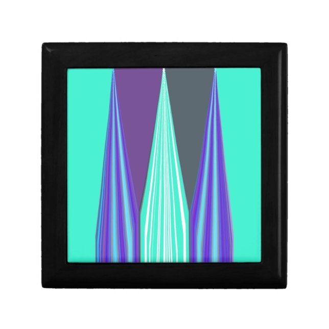 Edgy Blue Purple Cyan Chevron Art Print Keepsake Box (Front)
