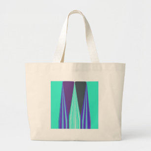 Edgy Blue Purple Cyan Chevron Art Print Large Tote Bag