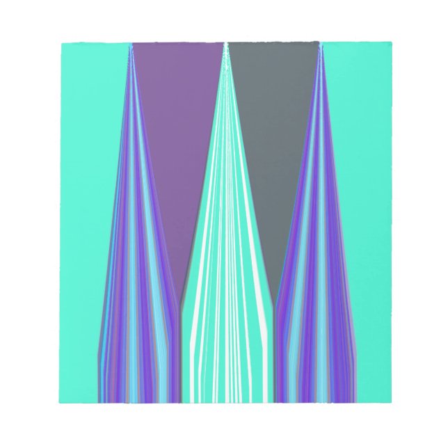 Edgy Blue Purple Cyan Chevron Art Print Notepad (Front)