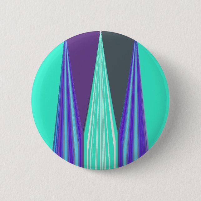 Edgy Blue Purple Cyan Chevron Art Print Pinback Button (Front)
