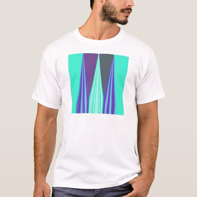 Edgy Blue Purple Cyan Chevron Art Print T-Shirt (Front)