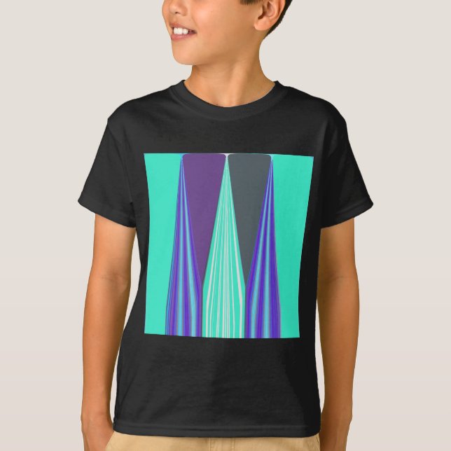 Edgy Blue Purple Cyan Chevron Art Print T-Shirt (Front)