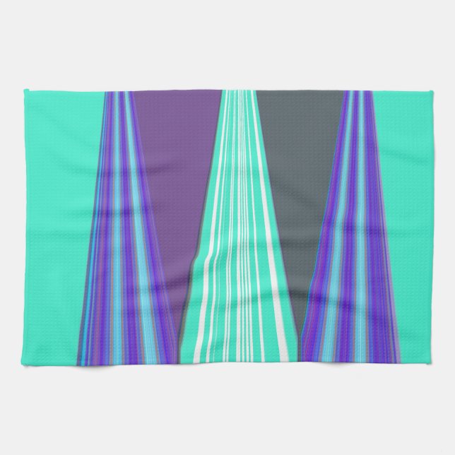 Edgy Blue Purple Cyan Chevron Art Print Towel (Horizontal)