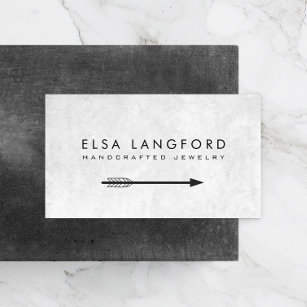 Edgy Bohemian Arrow White Distressed Business Card