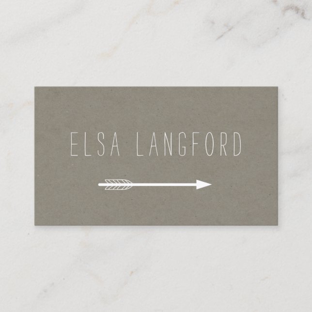 Edgy Bohemian Arrow with Handwritten Text II Business Card (Front)