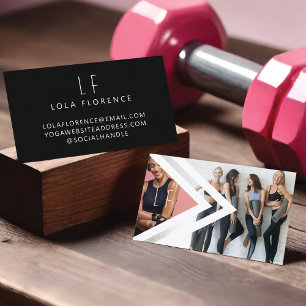 Edgy Bold Trendy Personal Trainer Fitness 2 Photo Business Card