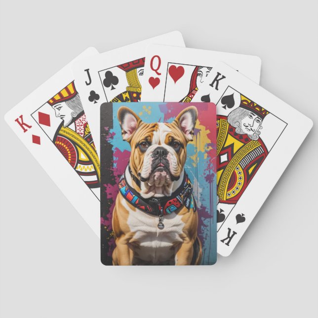 Edgy Bulldog Grunge Background  Poker Cards (Back)