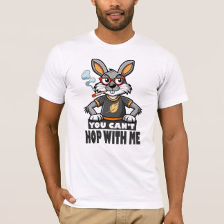 Edgy Cartoon Rabbit with Glasses and Cigarette T-Shirt