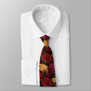 Edgy Christmas Gift For Men Carnation Flower Neck Tie