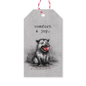 Edgy Christmas Trash Opossum Chewing Glass Bauble Gift Tags