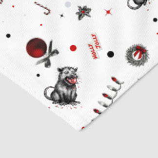 Edgy Christmas Trash Opossum Chewing Glass Bauble Pet Bandana Collar
