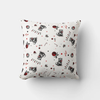Edgy Christmas Trash Opossum Chewing Glass Bauble Throw Pillow