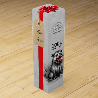 Edgy Christmas Trash Opossum Chewing Glass Bauble Wine Box